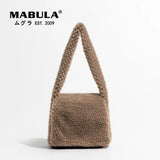 Winter Faux Fur Women Shoulder Bags Solid Square Flap Handbags Casual Totes