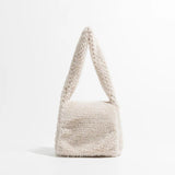 Winter Faux Fur Women Shoulder Bags Solid Square Flap Handbags Casual Totes