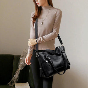 Buylor Women Handbag PU Leather Shoulder Bag Large Capacity Retro Messenger Bag