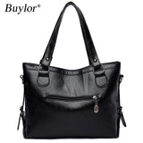 Buylor Women Handbag PU Leather Shoulder Bag Large Capacity Retro Messenger Bag