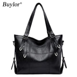 Buylor Women Handbag PU Leather Shoulder Bag Large Capacity Retro Messenger Bag