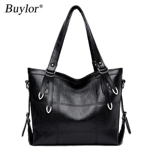 Buylor Women Handbag PU Leather Shoulder Bag Large Capacity Retro Messenger Bag