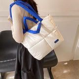 Large Winter Tote Handbag Women Shoulder Bag Down Cotton Shopping Purse