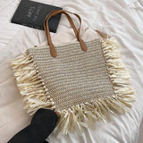 Women's Braided Tassel Shoulder Bag for Summer Travel
