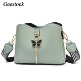 Geestock Shoulder Bag Woman Small Bucket PU Leather Crossbody Bag