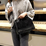 Vintage Rivet Crossbody Bag PU Leather Shoulder Bag Lady Handbag