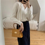 Bamboo Handle Women Handbags Chains Shoulder Bags Stone Pattern Crossbody Bag