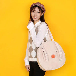 Girl Ellipse Corduroy Tote Bags Zipper Female Soft Shoulder Bag Cotton Hemp