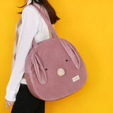 Girl Ellipse Corduroy Tote Bags Zipper Female Soft Shoulder Bag Cotton Hemp
