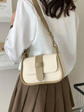 Contrast Bag Women Underarm Shoulder Crossbody Handbag Pu Leather