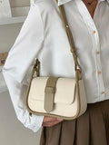 Contrast Bag Women Underarm Shoulder Crossbody Handbag Pu Leather