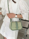 Contrast Bag Women Underarm Shoulder Crossbody Handbag Pu Leather