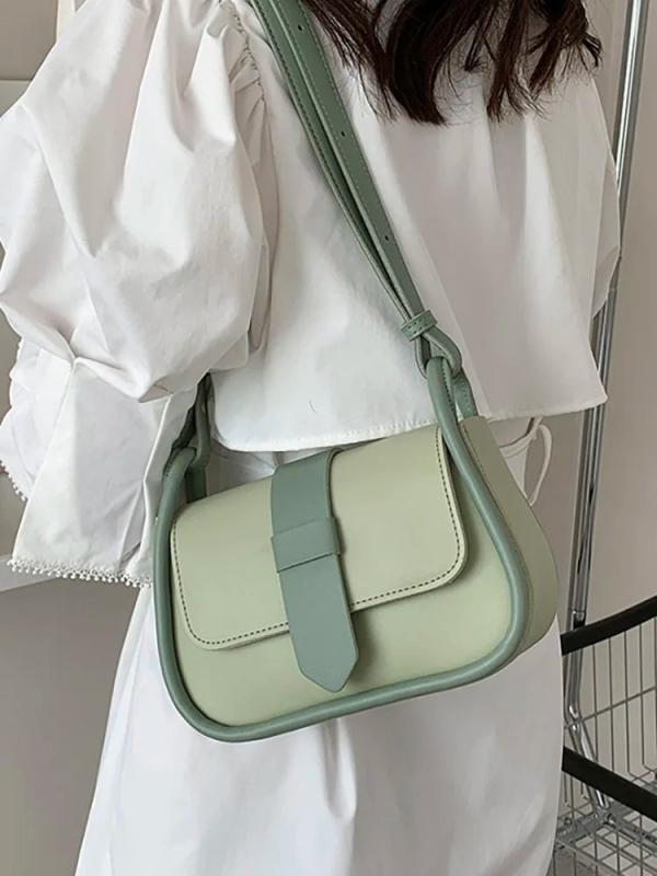 Contrast Bag Women Underarm Shoulder Crossbody Handbag Pu Leather