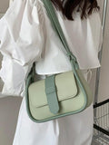 Contrast Bag Women Underarm Shoulder Crossbody Handbag Pu Leather