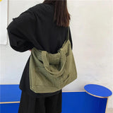 Canvas Shoulder Bag for Women Messenger Handbag Solid Crossbody Bag