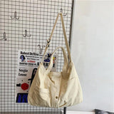 Canvas Shoulder Bag for Women Messenger Handbag Solid Crossbody Bag