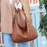 Vintage Soft Leather Tote Bag Women Shoulder Bag Casual Handbag