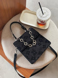 Retro Floral Shoulder Bag Leather Crossbody Tote for Women
