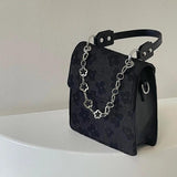 Retro Floral Shoulder Bag Leather Crossbody Tote for Women