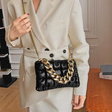 Lattice Thick Chain Small Square Bag Texture Shoulder Messenger Bag