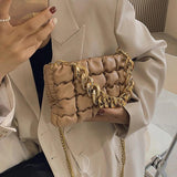 Lattice Thick Chain Small Square Bag Texture Shoulder Messenger Bag