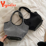 Diamond Bucket Bag Women Large Shoulder Handbag Casual Tote Armpit Bags
