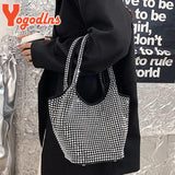 Diamond Bucket Bag Women Large Shoulder Handbag Casual Tote Armpit Bags