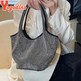Diamond Bucket Bag Women Large Shoulder Handbag Casual Tote Armpit Bags