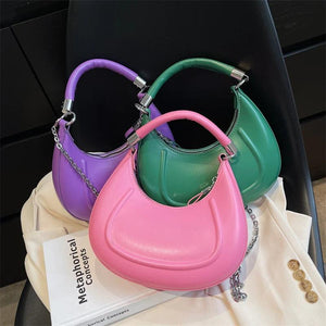 Vintage Leather Clutches Small Shoulder Bag Chain Crossbody Bag