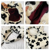 Women's Soft Plush Flower Handbag Large Capacity Winter Warm Totes