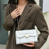 Leather Thread lattice Shoulder Bag Women flip chain Bag