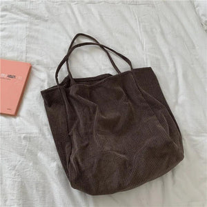 Corduroy Single Shoulder Bag Large Tote Shopping Bag