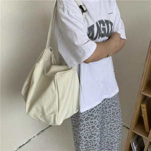 Canvas Messenger Shoulder Bag Literary Retro Bucket Bag