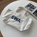 Japanese Letter Printing Canvas Shoulder Bag
