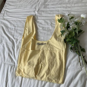 Japanese Canvas Shoulder Bag Letter Printing Shopping Bag