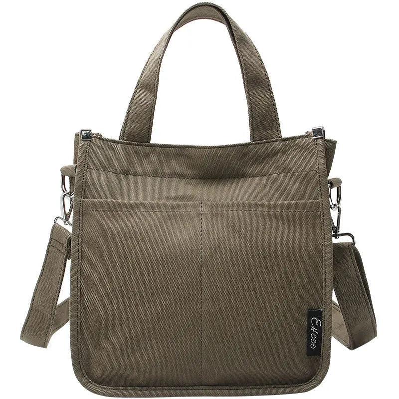 Retro Canvas Tote Bag Solid Single Shoulder Messenger Bag