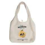 Berber Fleece Shoulder Bag Plush Handbag Canvas Tote Large Capacity