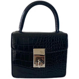 Crocodile Crossbody Bag with Lock Buckle