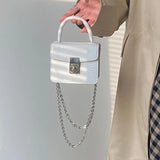 Crocodile Crossbody Bag with Lock Buckle