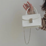 Crocodile Crossbody Bag with Lock Buckle