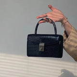 Crocodile Crossbody Bag with Lock Buckle