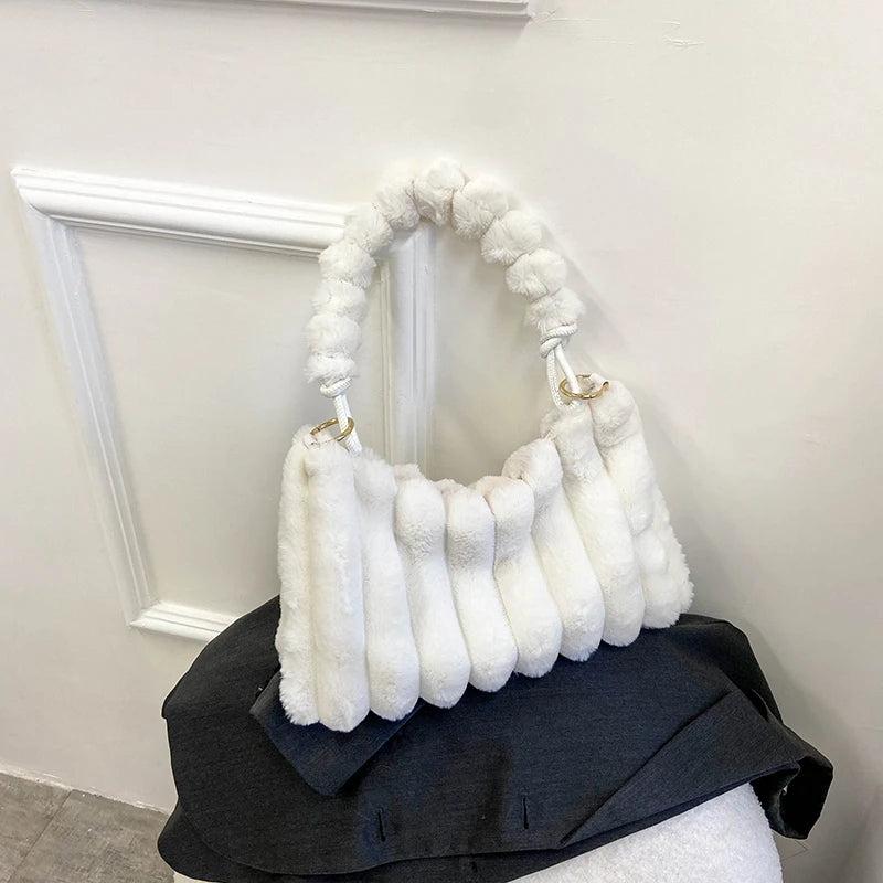 Winter Plush Ladies Shoulder Bag Tote High Maomao Fold Underarm Bag