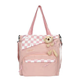 Checkerboard Large-capacity Women's Bag Spring Bear Shoulder Bag