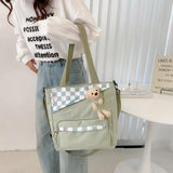 Checkerboard Large-capacity Women's Bag Spring Bear Shoulder Bag