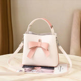 One-shoulder Bucket Bag Female Autumn Portable Bow Hit Messenger Bag