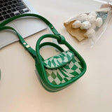 Lattice Mini Crossbody Bag Chest Shoulder Bag PU Leather Women Handbag
