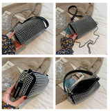 Diamonds Women Shoulder Bags Small PU Leather Barrel Shaped Handbags