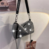 Diamonds Women Shoulder Bags Small PU Leather Barrel Shaped Handbags