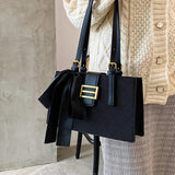 Diamond Grain Women Shoulder Bag Bow Embroidery Ladies Handbags