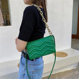 Embroidered Retro Chain Shoulder Bag Crossbody Messenger Leather Handbag